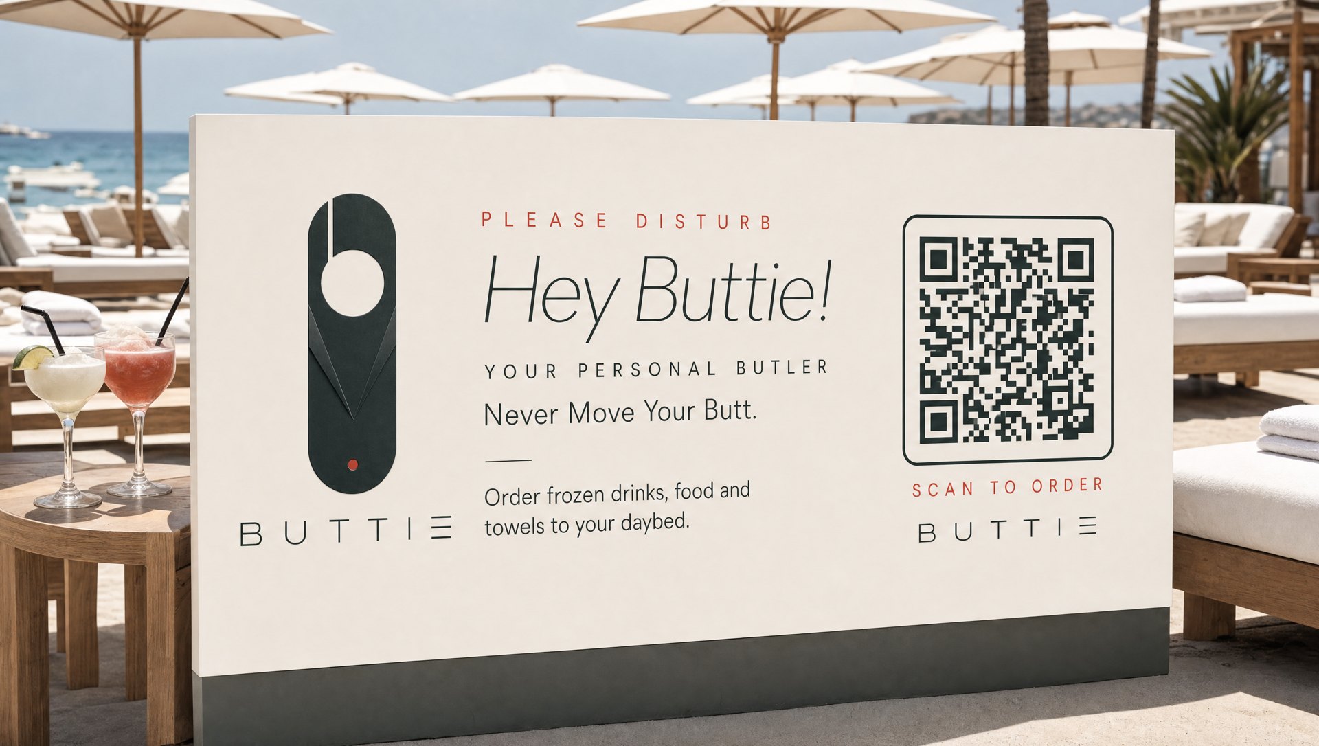 Buttie ad, beach club pearl