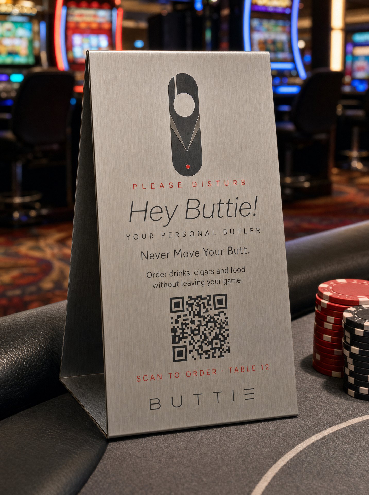 Buttie table tent, casino titanium