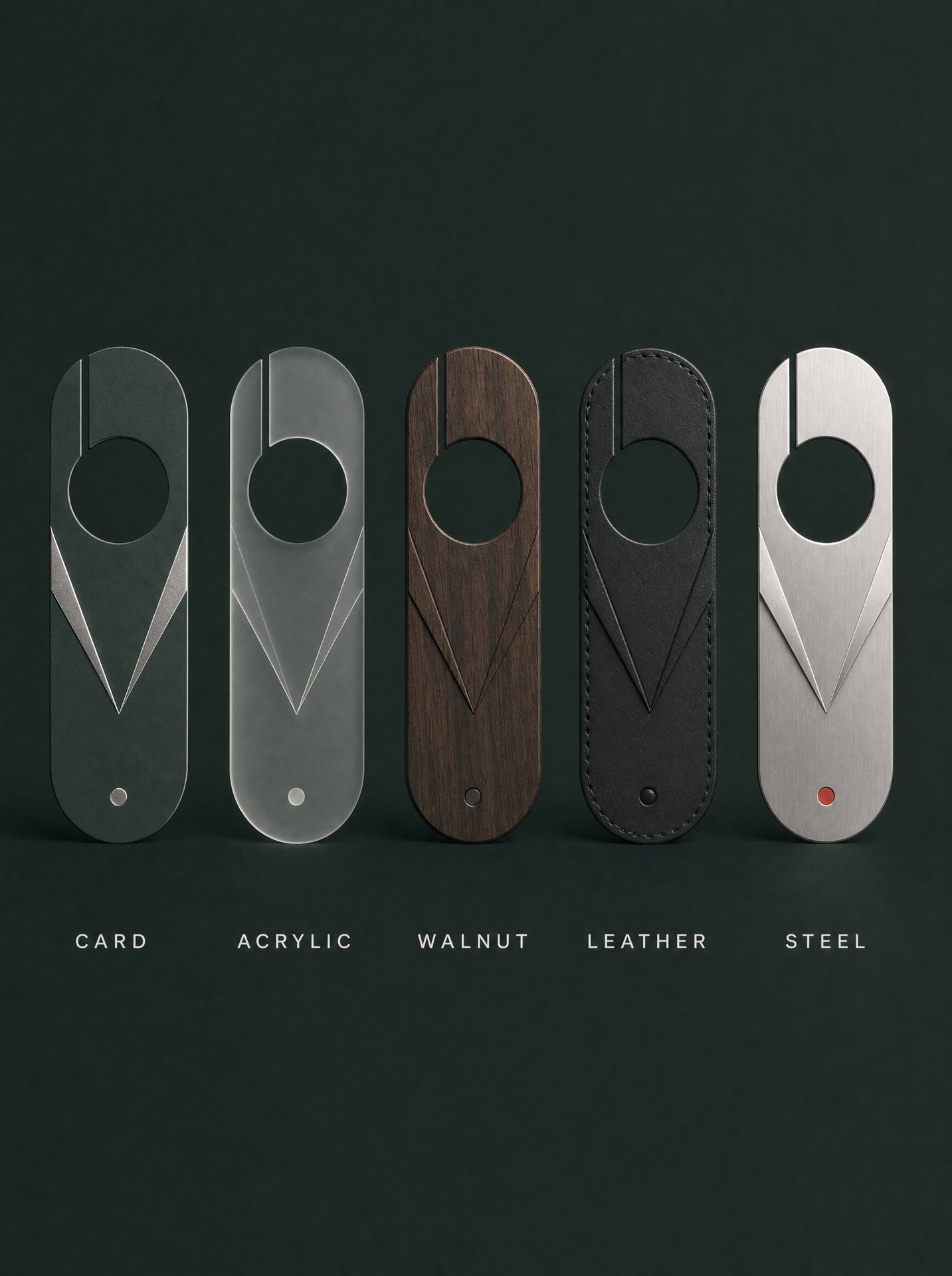 The hanger in five materials